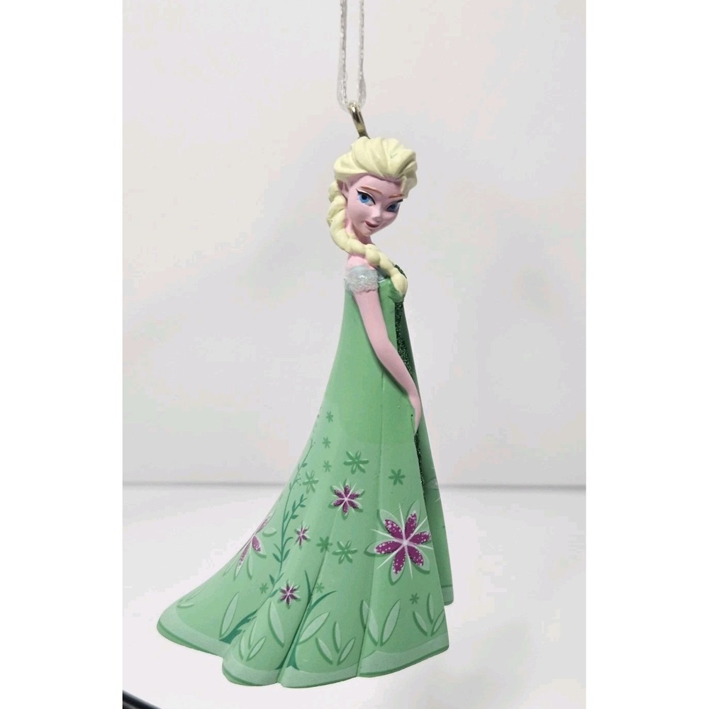 Hallmark 2015 Elsa Frozen Fever Green Dress Resin Christmas Ornament Disney